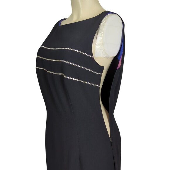 Vintage‎ CDC Black Sleeveless Cocktail Dress Rhinestone Embellishments Size 10 - Picture 7 of 15